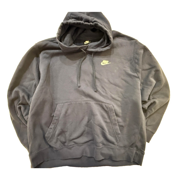 Nike Hoodie Mens 2XL Navy Blue Club Fleece Pullover Embroidered Swoosh Athletic - Picture 1 of 7
